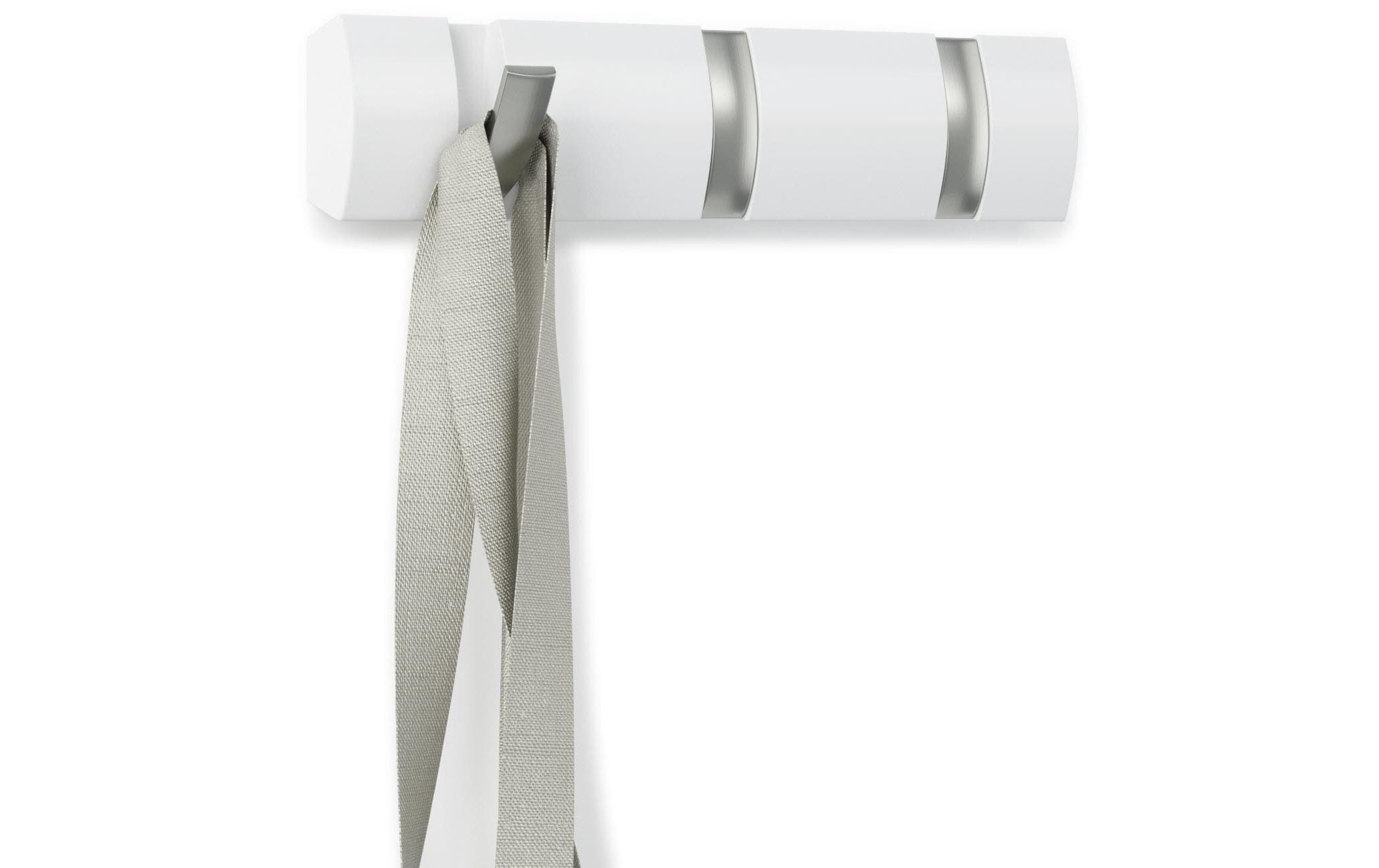 Wandgarderobe Flip 3 Haken, Weiss/SilberGarderobenhaken zum einklappen