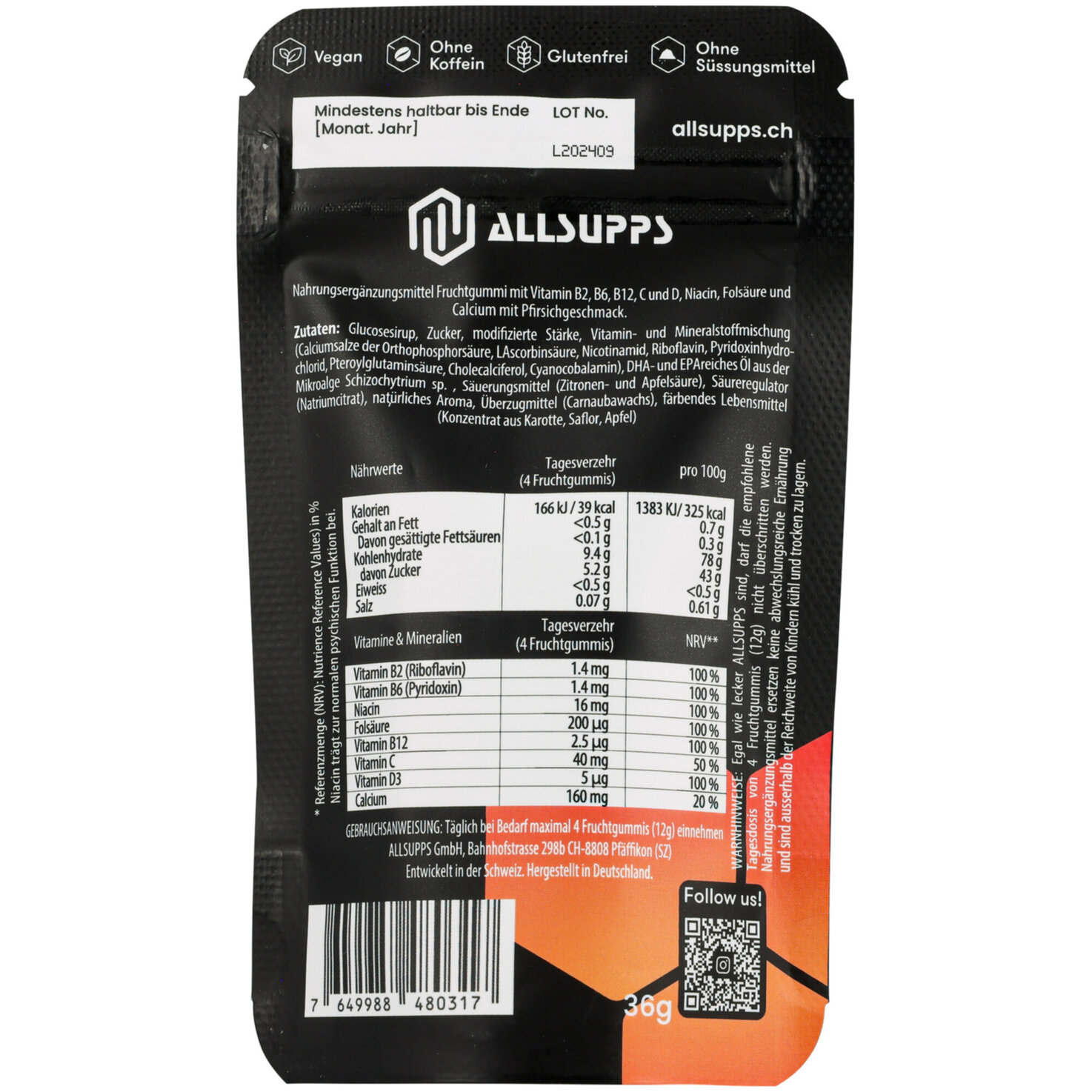 AllSupps Deep Focus Fruchtgummi 12 Stück
