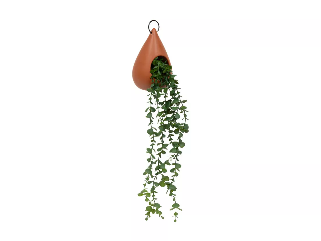 Plante artificielle suspendue dans un pot en céramique Terracotta H 60 cm