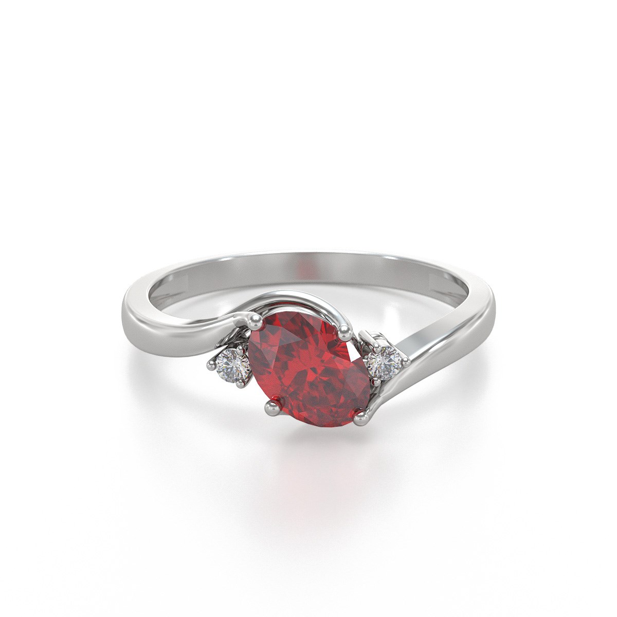 Bague ADEN Rubis et diamants sur Argent 925 1.58grs