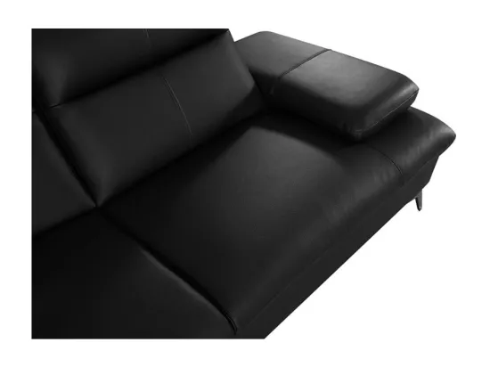 Canapé 2 places Cuir avec dossier avance-recul IRIS Noir - Angle Droit