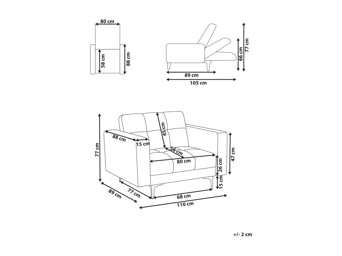 Fauteuil ALNES Blanc cassé