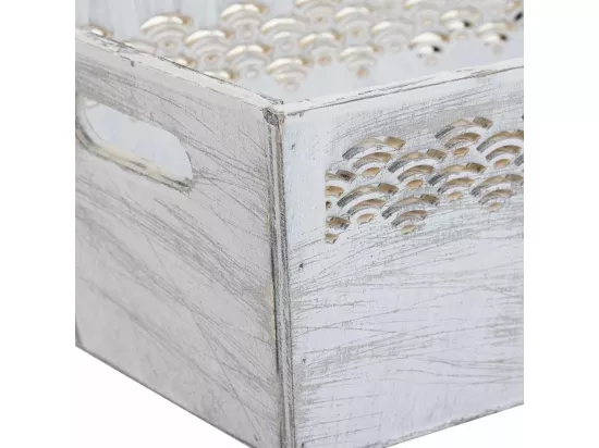 Ensemble de 2 paniers en bois blanc 25x17x12h-20x12x9,5