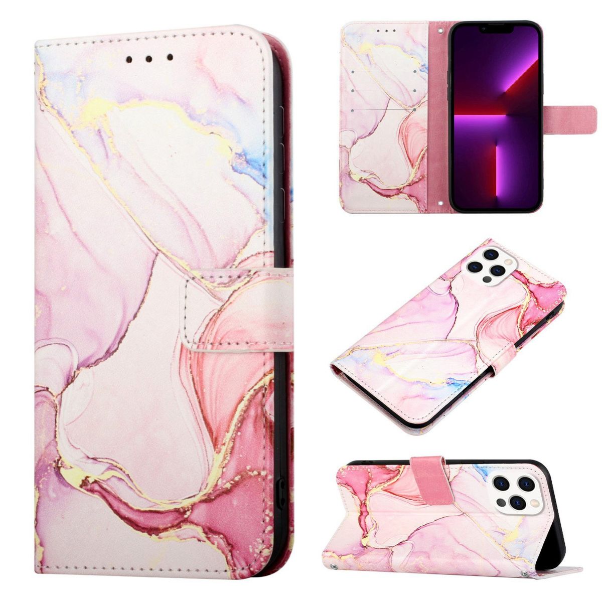 Hülle Handy Schutz für Apple iPhone 15 Pro Max Case Cover Klapp Tasche Wallet