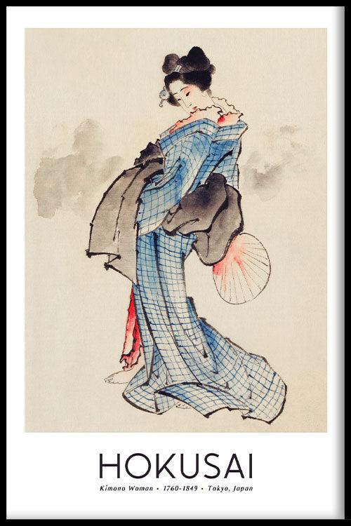 Walljar poster ingelijst - Katsushika Hokusai - Woman Poster ingelijst - 50 x 70 cm