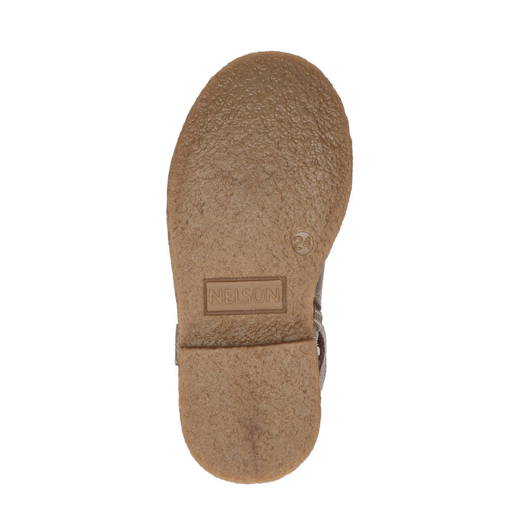 Nelson Kids leren enkellaarzen goud metallic