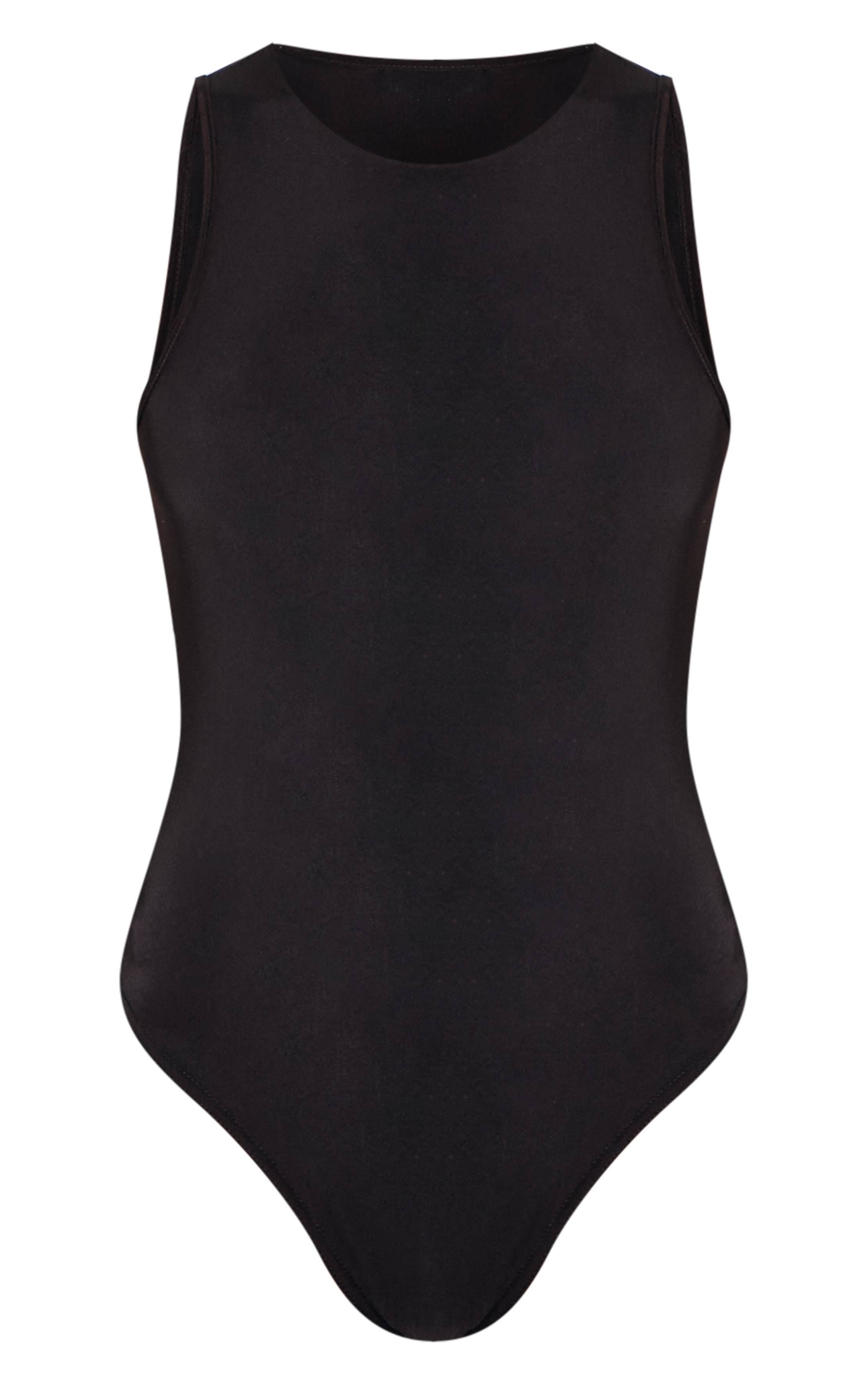 Noir Body Moulant Basique À Encolure Nageur