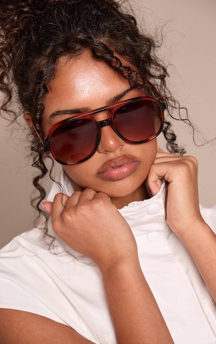 Tortoiseshell Lunettes De Soleil Aviateur Rondes Orange Jeepers Peepers Avec Verres Marron