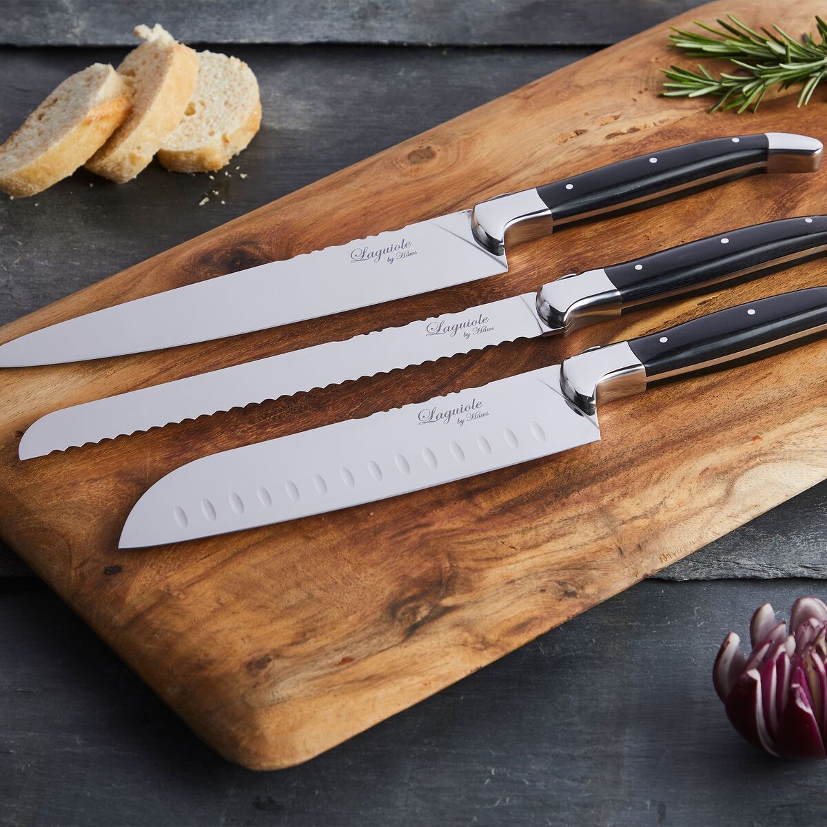 Knivsett 3 deler, Black Wood