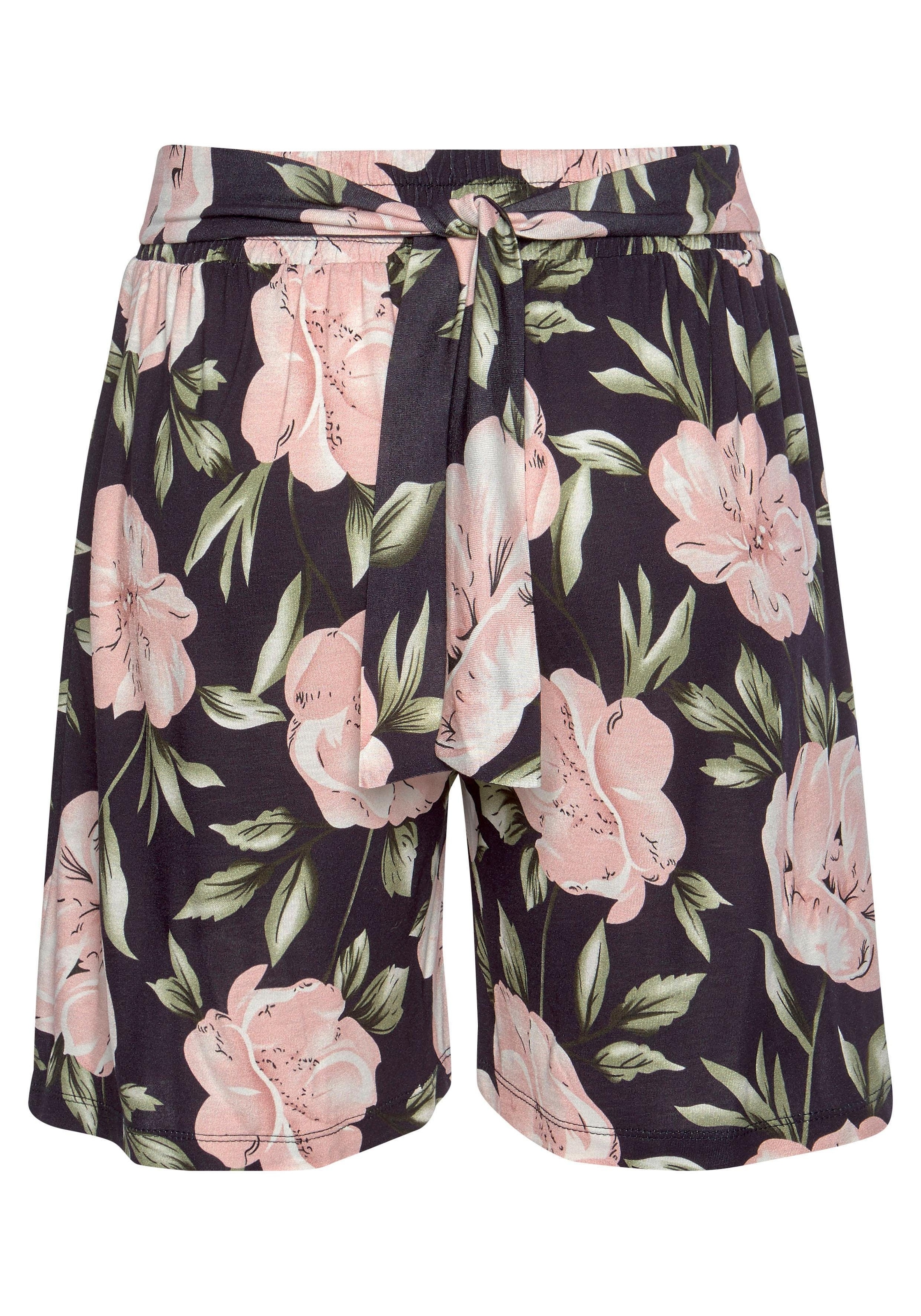 s.Oliver Shorts  mit Bindeband am Bund, im Blumenprint, kurze Hose