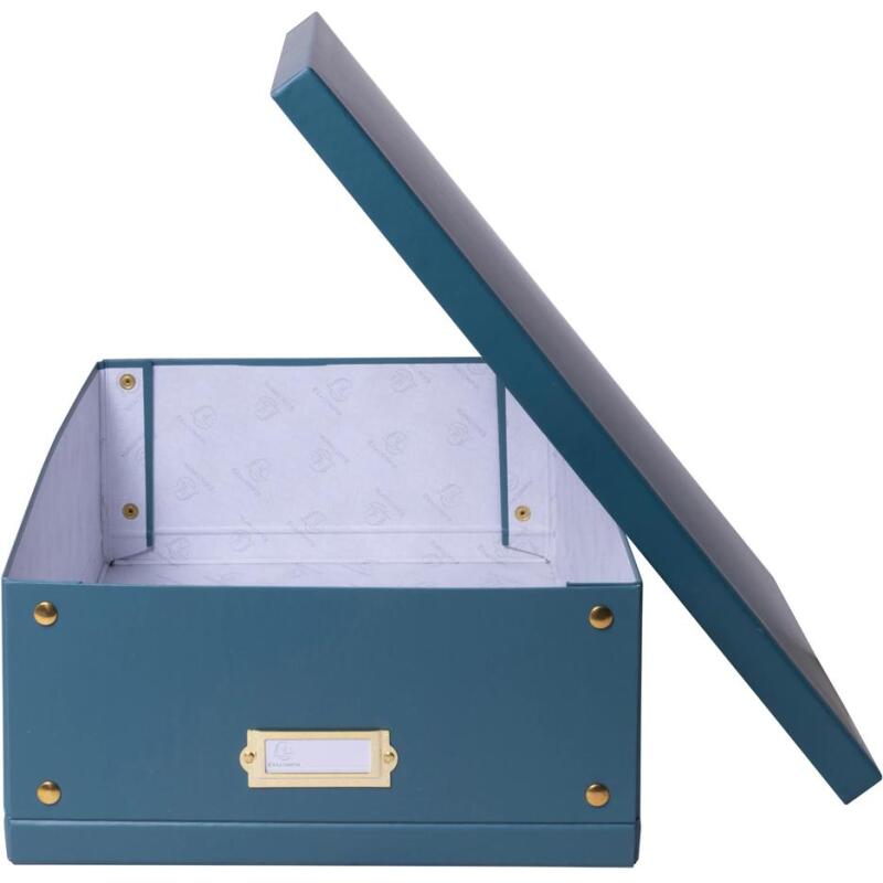 Boîte de rangement à plat carton 33x50x16cm Néo Déco - Bleu canard