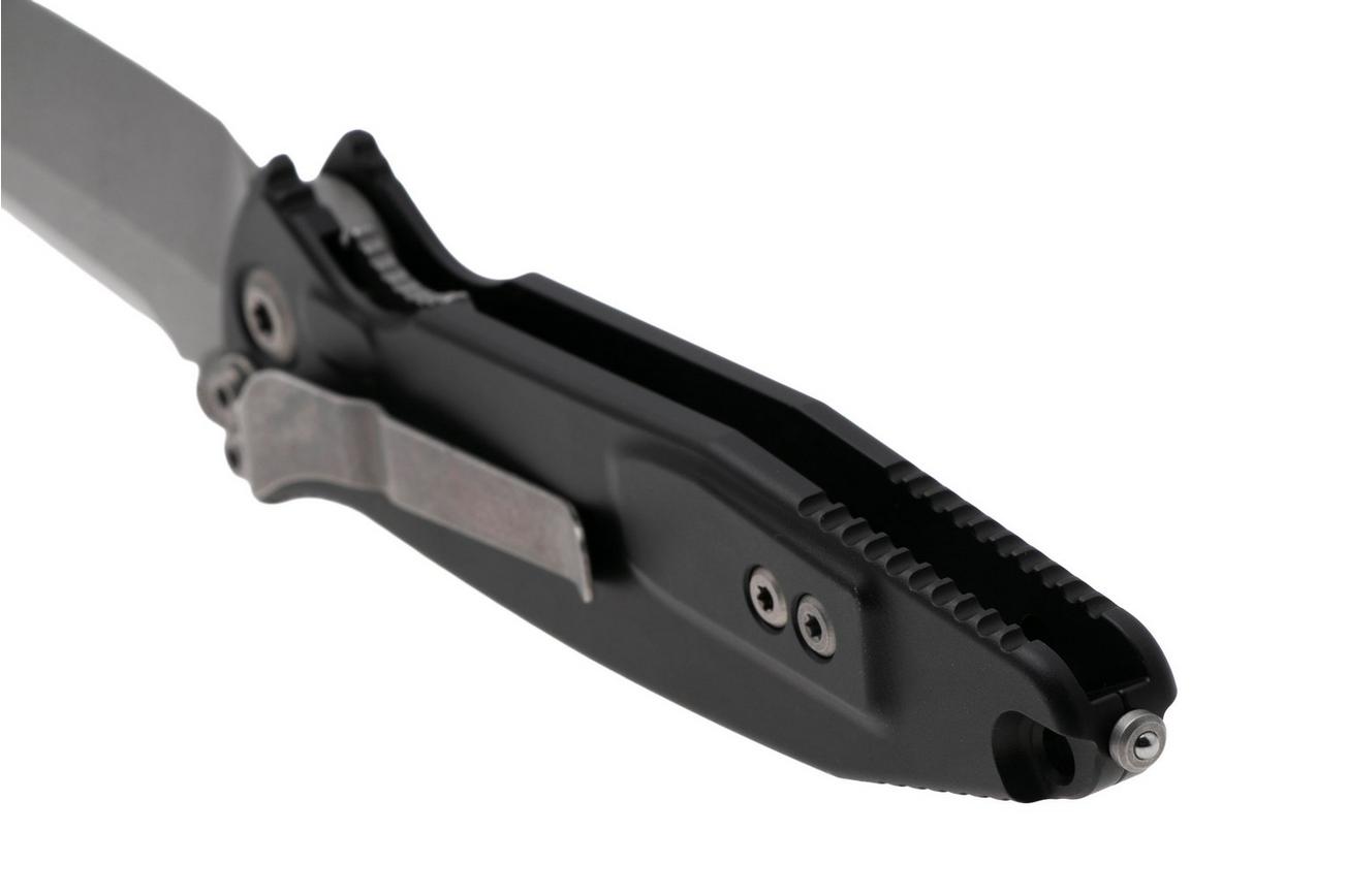 Microtech Socom Elite 161-10AP, Apocalyptic Stonewashed M390 Tanto, Black Aluminum zakmes