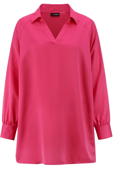 Bluse, Satin, Hemdkragen, Langarm