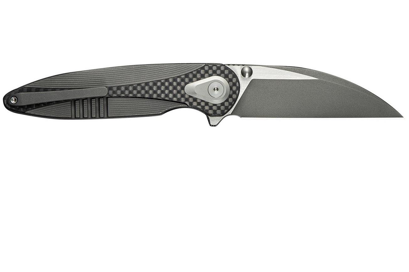 WE Knife Zenthra WE24021C-2 Gray Stonewashed M390 Gray Titanium Twill Carbon Inlay, zakmes