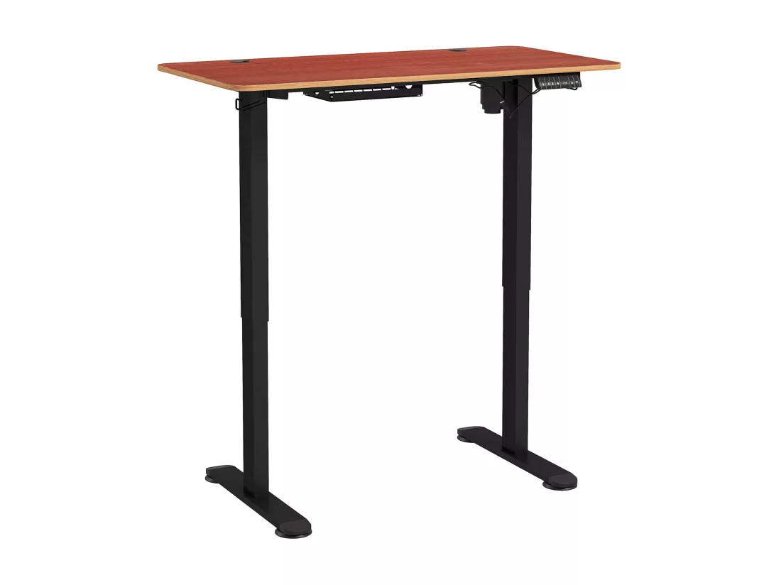 Bureau assis debout électrique - bureau réglable en hauteur - bureau électrique réglable - acier noir aspect bois acajou