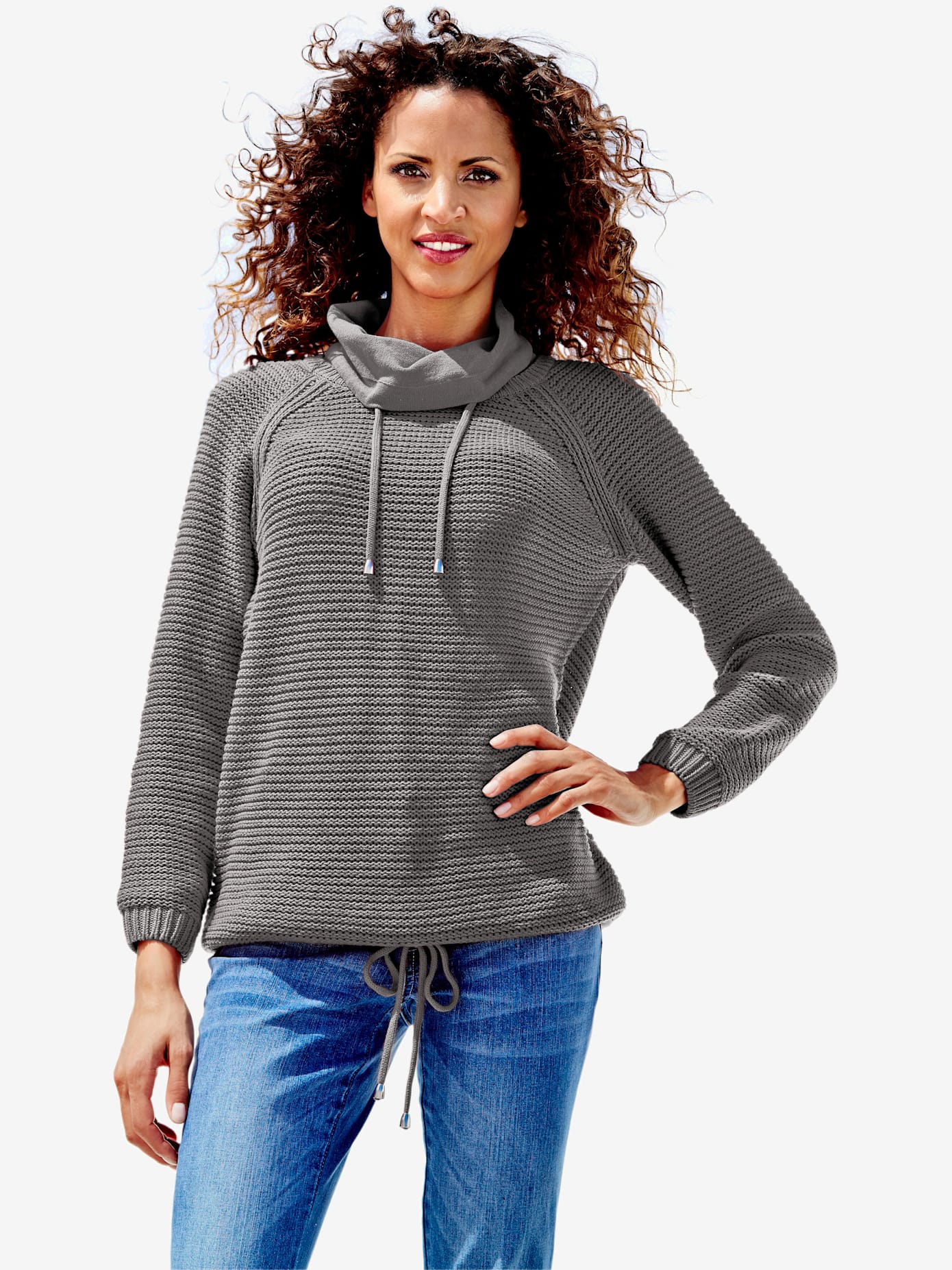 Camionneur tricot grosses mailles avec manches raglan