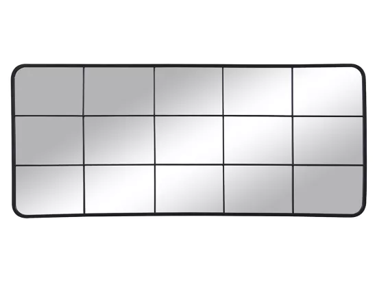 Miroir fenêtre industriel en métal - L. 60 x H. 140 cm - Noir - SCIARA
