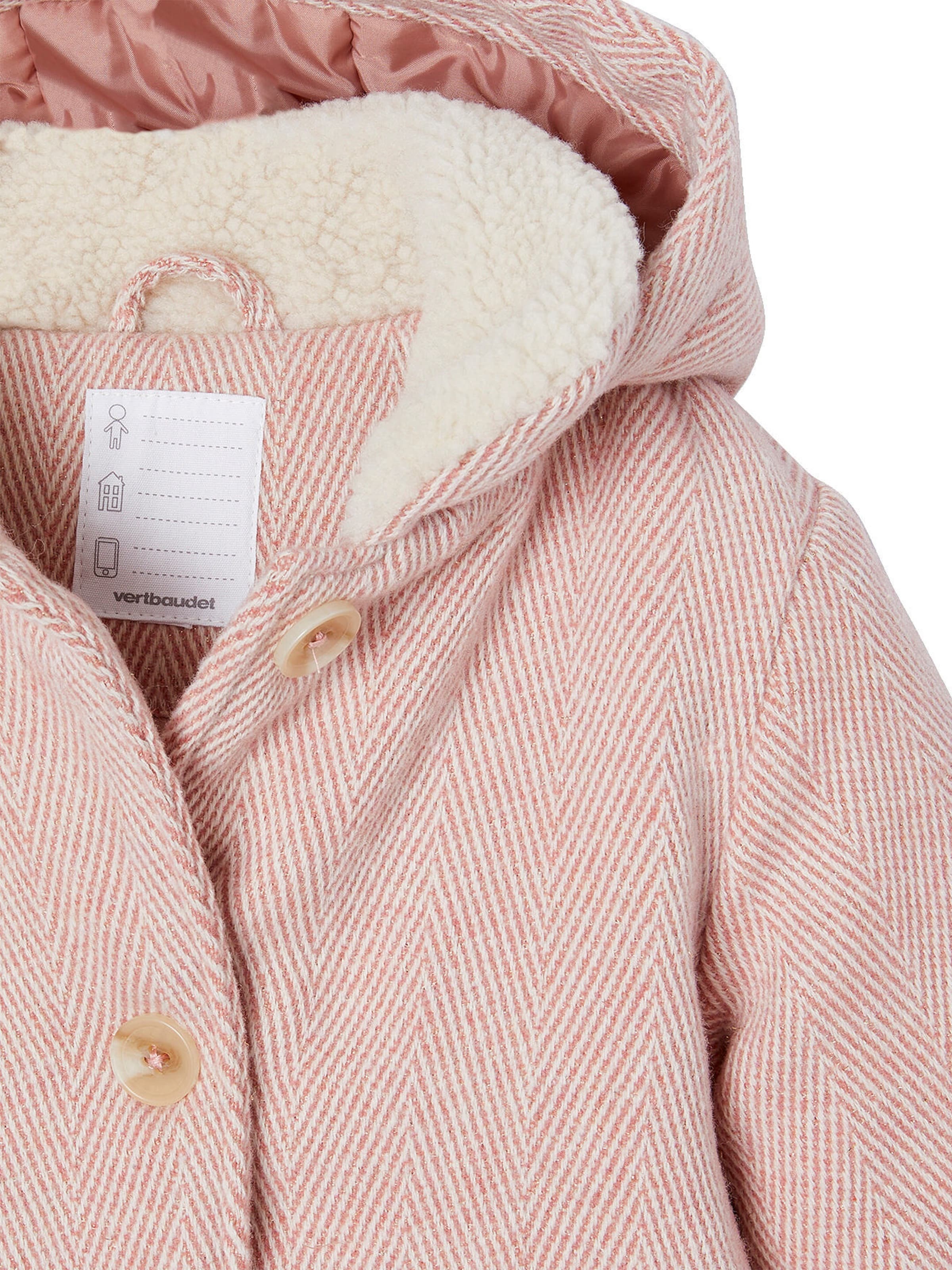 Vertbaudet Mädchen Mantel mit Kapuze & Recycling-Polyester zartrosa glanzeffekt