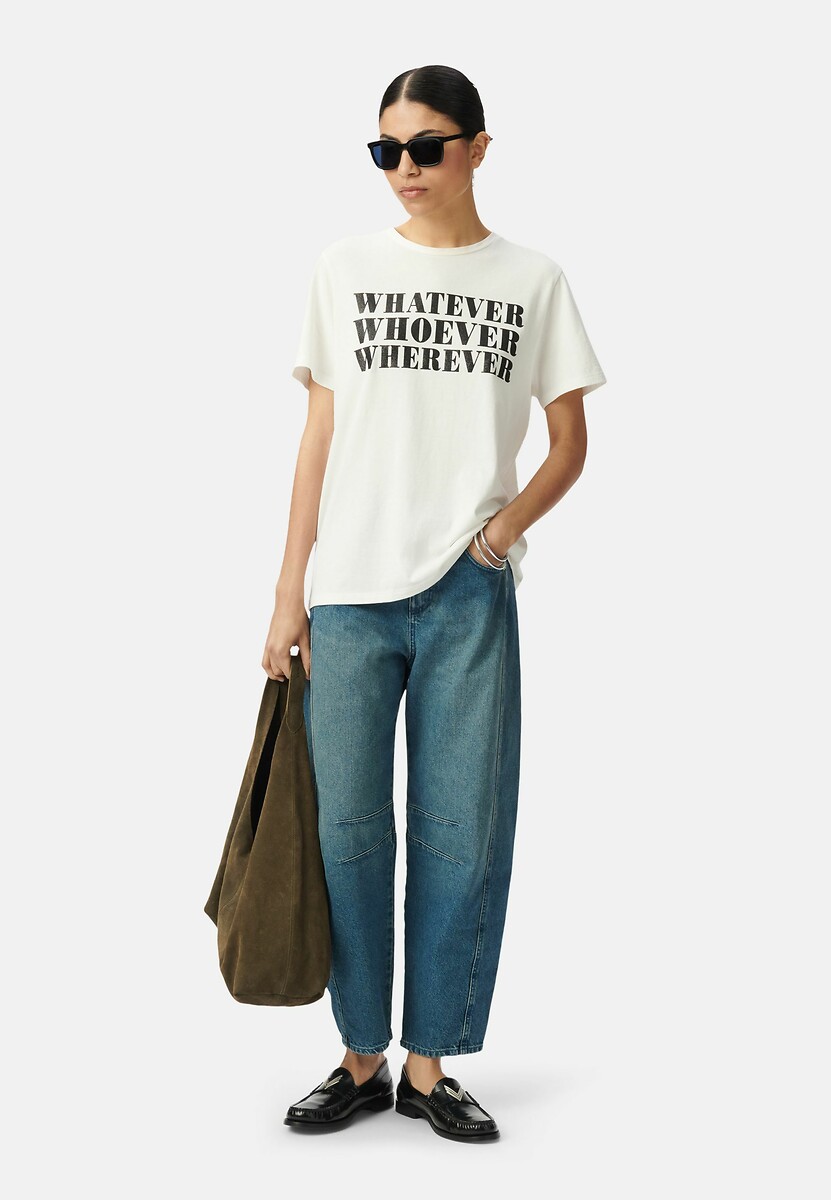 IKKS<br>Camiseta de manga curta com gola redonda e mensagem brilhante