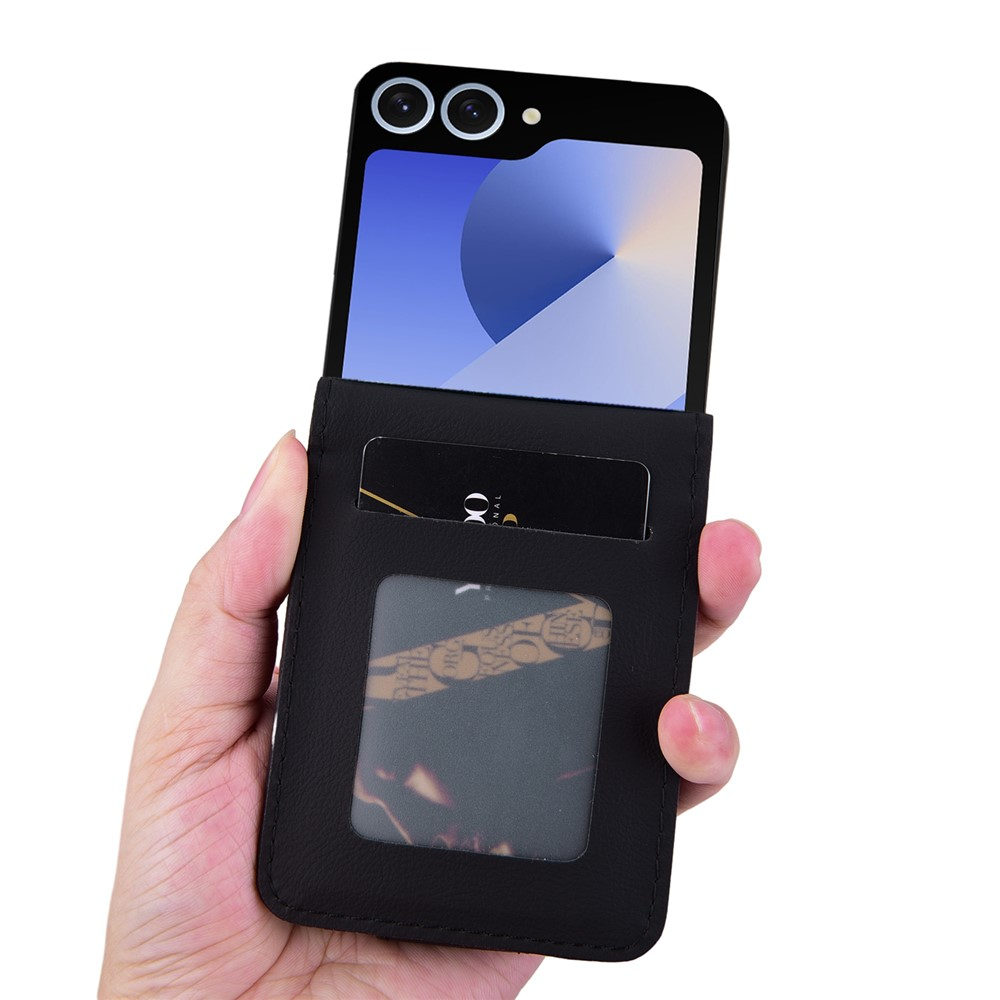 Samsung Galaxy Z Flip7 Leder Tasche Flip Cover Rhombus Imprint - Schwarz