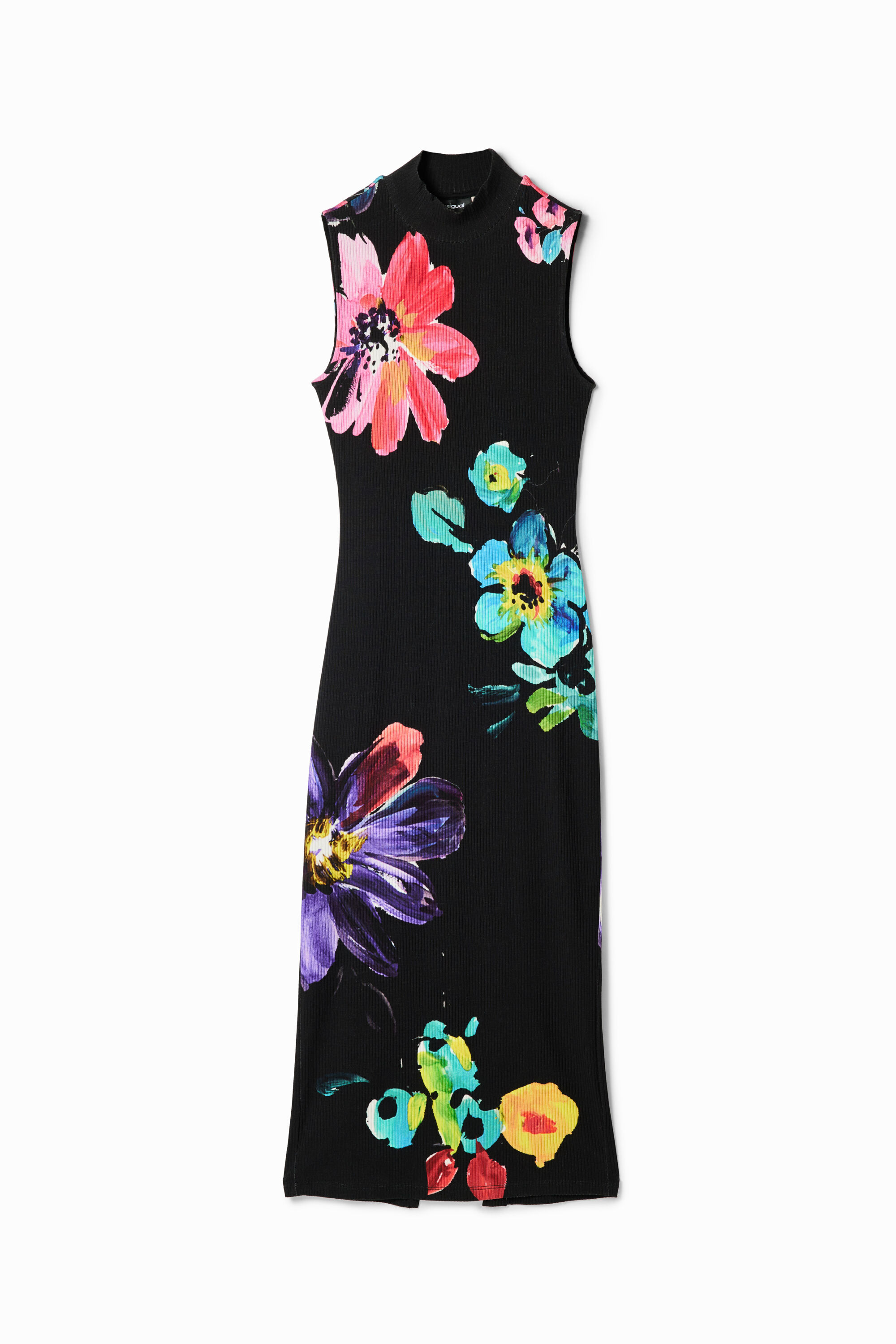 Robe midi tissu côtelé fleuri