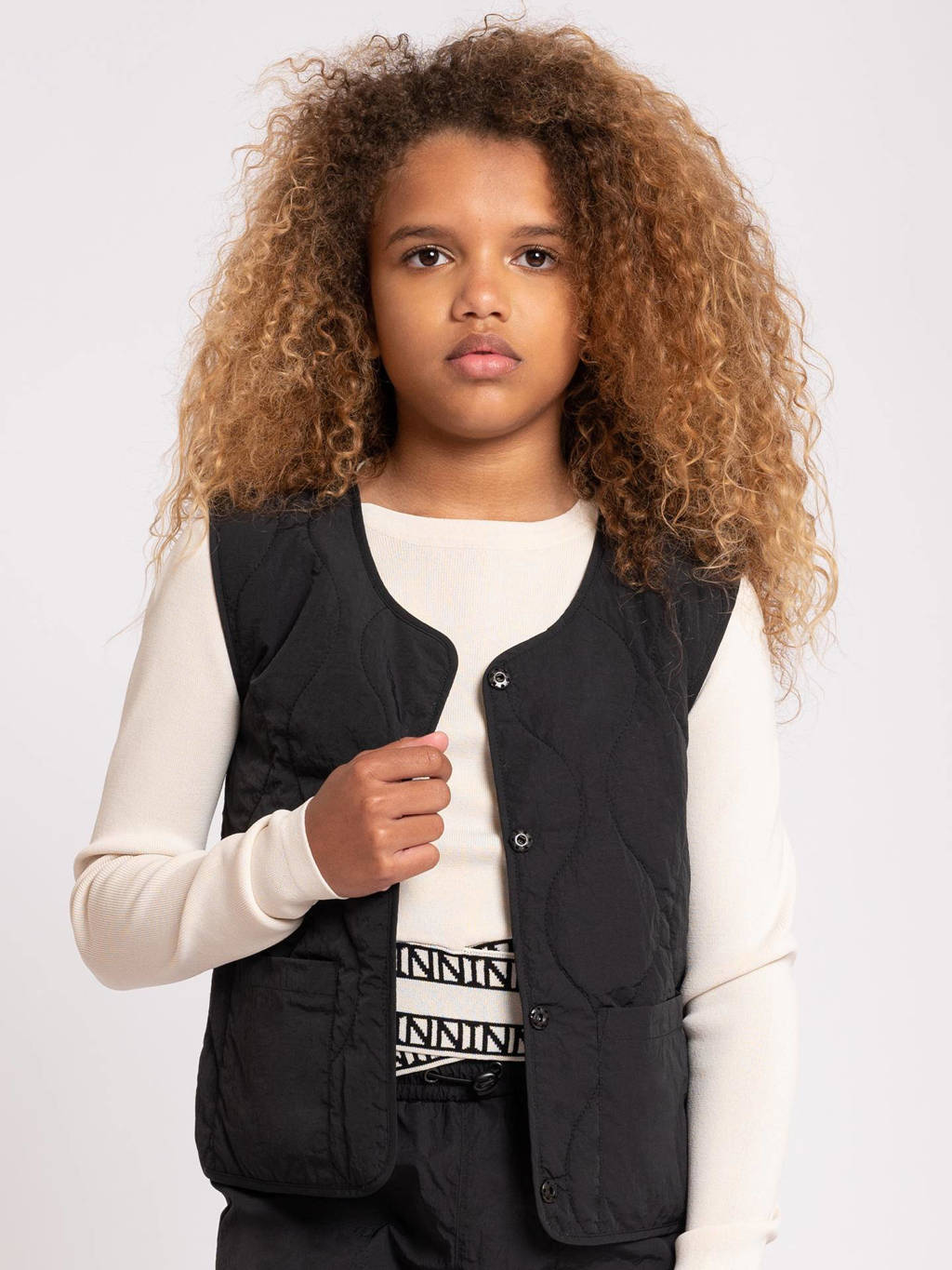 NIK&NIK reversible gilet Vico zwart/zacht olijfgroen