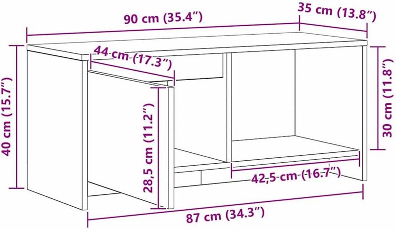 vidaXL TV-Stand - Zwart Eiken - Bewerkt Hout - Modulaire Opbergoplossing