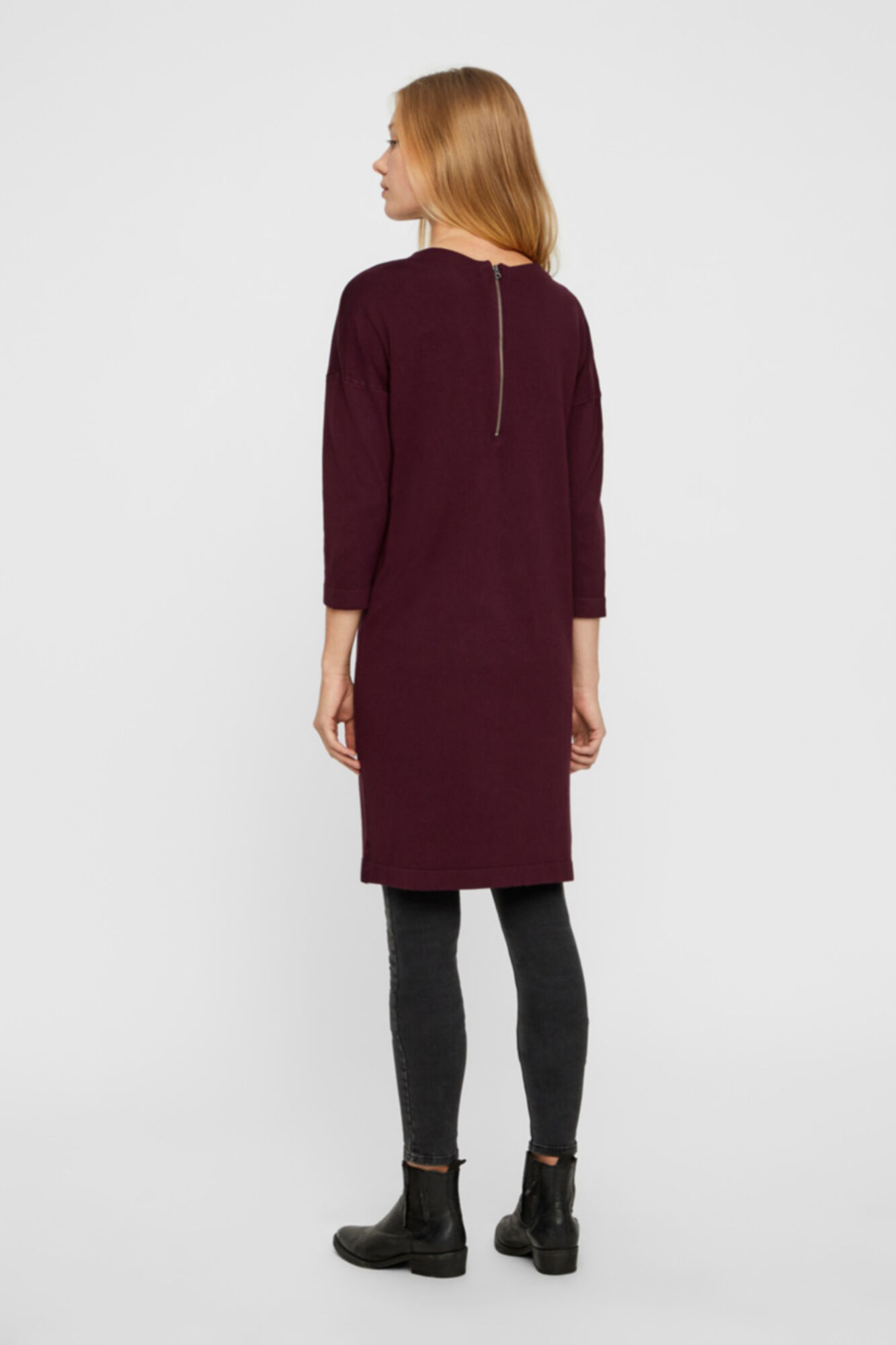 Vestido midi de malha - Bordô