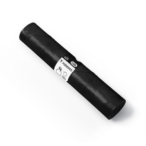Sacs poubelle 150L PEBD noir 50µ lien classique Paredes