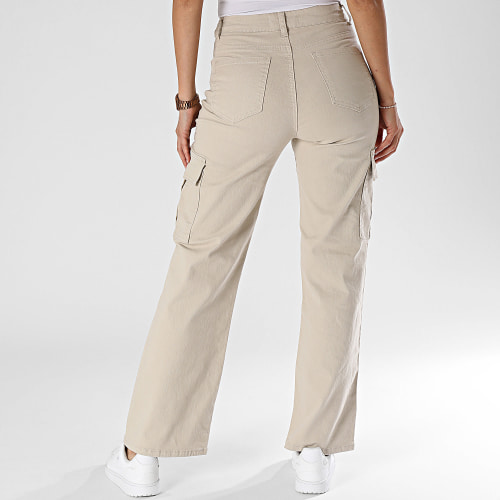 Pantalon Cargo Flare Femme Beige
