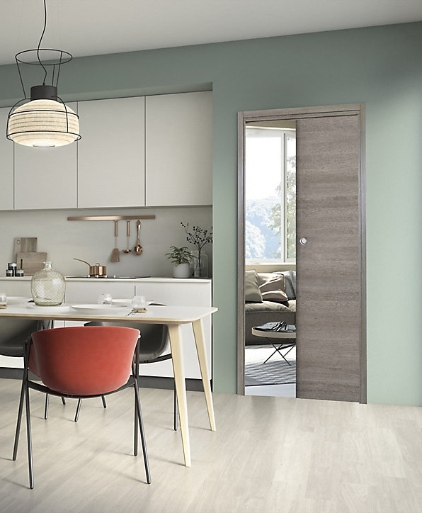 Porte coulissante Summa gris clair H.204 x l.83 cm