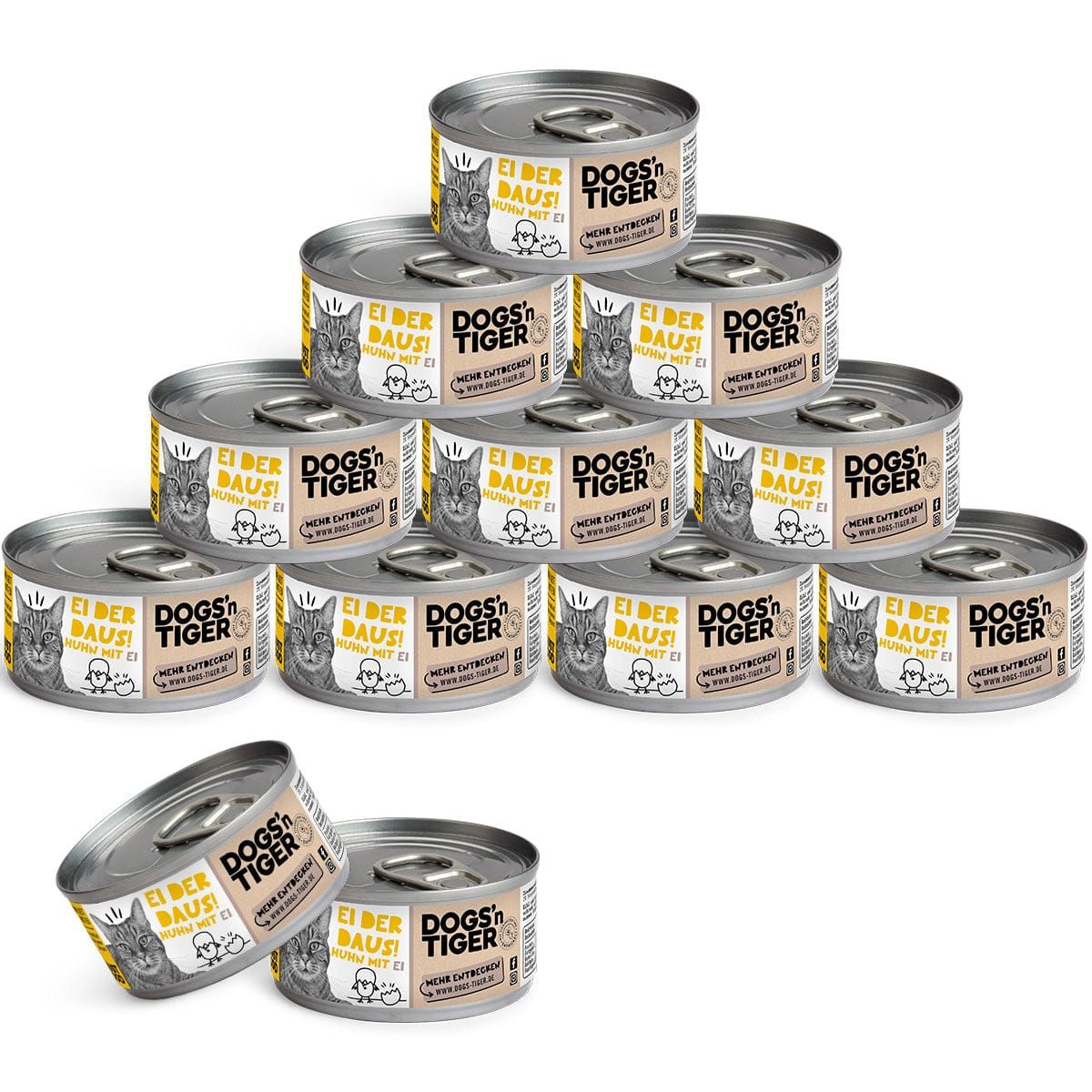 Dogs’n Tiger Adult Premium Katzenfutter Ei Der Daus, Nassfutter, Getreidefrei, Huhn & Ei