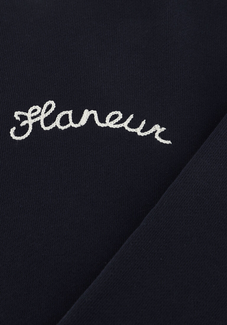 donkerblauwe flaneur sweater signature sweater