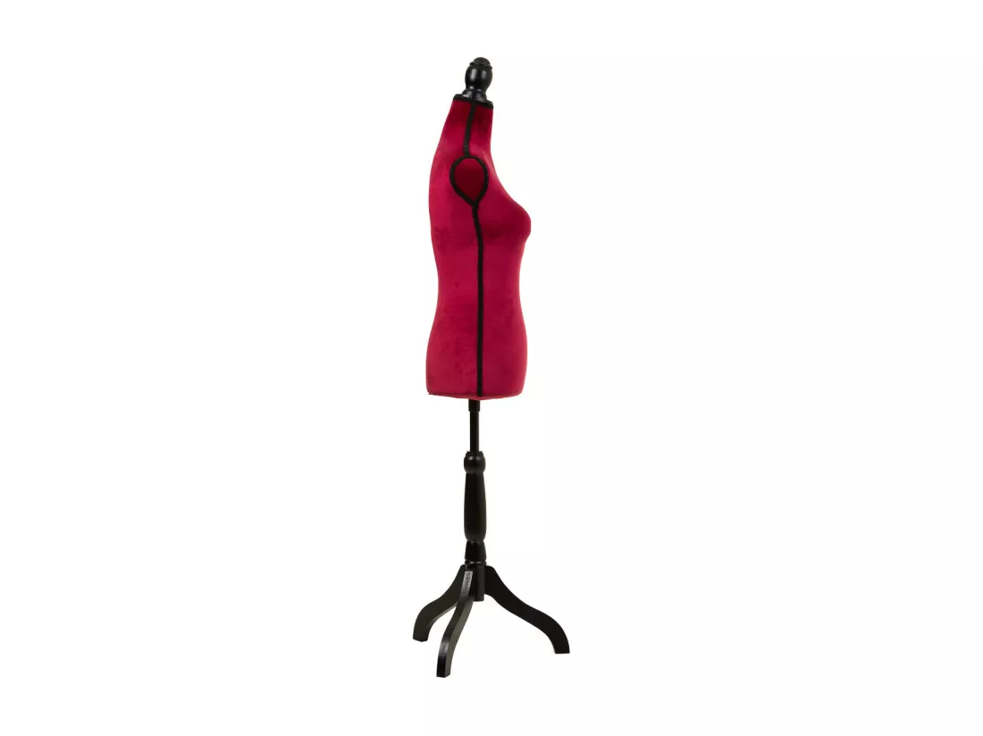 Mannequin en bois et mousse habillé de tissu rouge 24x37,5x168h