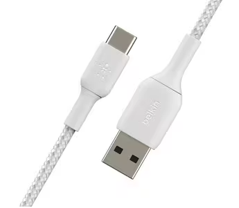 (1m) Boost Charge USB A auf USB C Ladekabel Nylon Datenkabel (CAB002BT1MWH) - Weiss