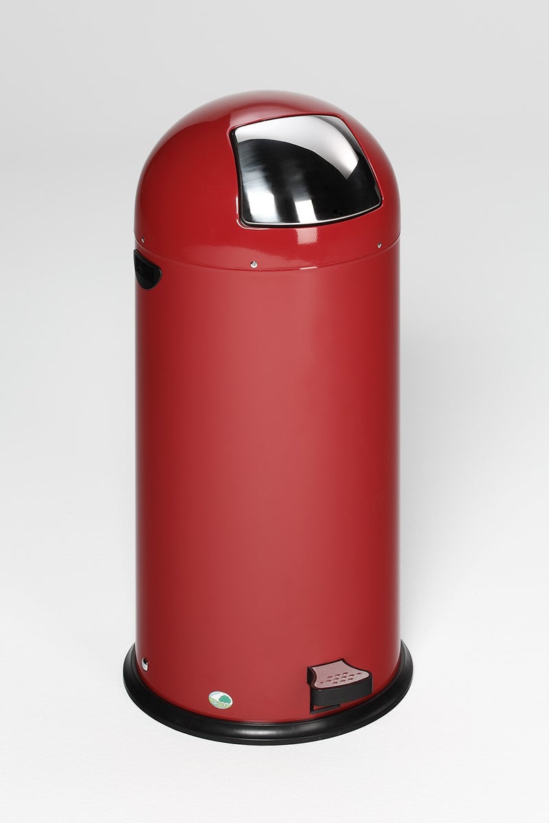 PROREGAL Classic Afvalbak met klep, binnenbak, voetpedaal, 52 liter, HxBxD 88 x 46,5 x 46,5 cm, gegalvaniseerd staal, rood