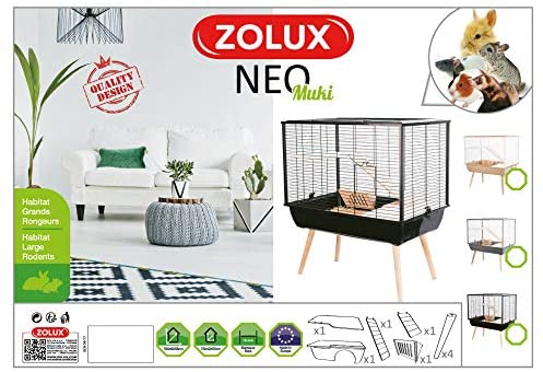 Gaiola Zolux Neo Muki Large Rongador (77,5 x 47,5 x 87,5 cm), Preta
