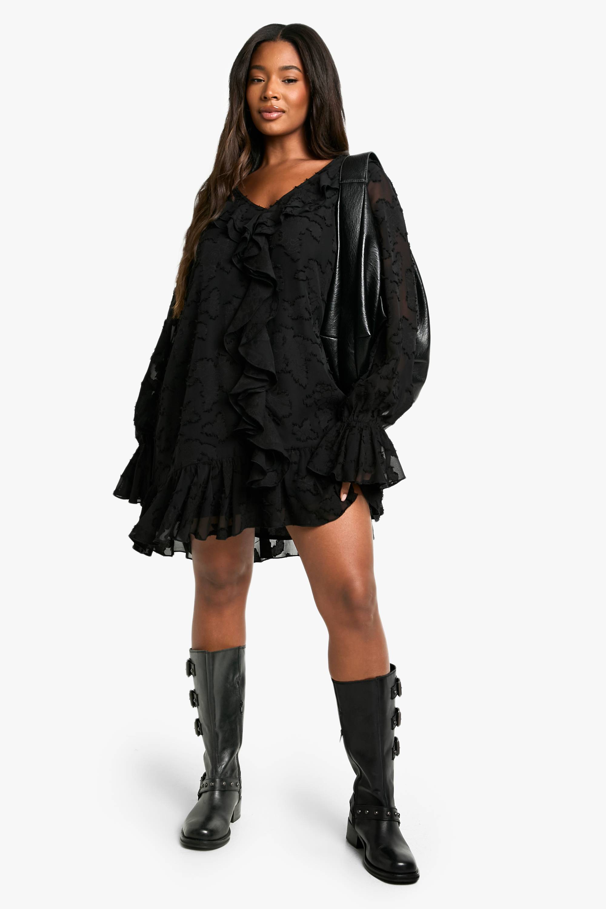boohoo ROBE SHIFT FLORALE BURNOUT EN TAILLE PLUS