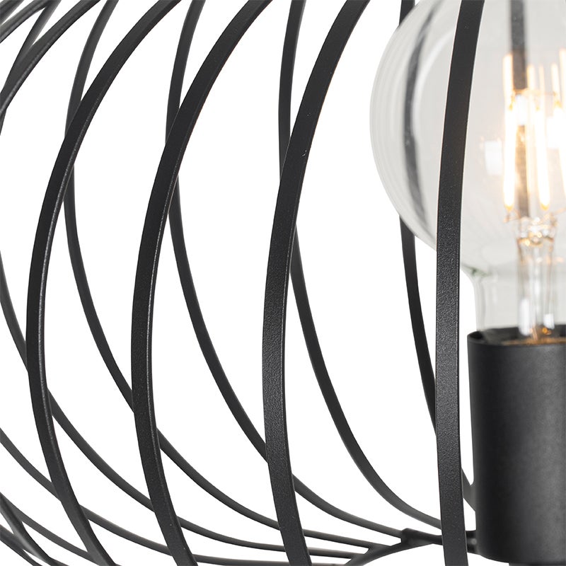 QAZQA - Design vloerlamp, zwart - Johanna | Woonkamer | Slaapkamer - Staal, langwerpig - LED-compatibel, E27