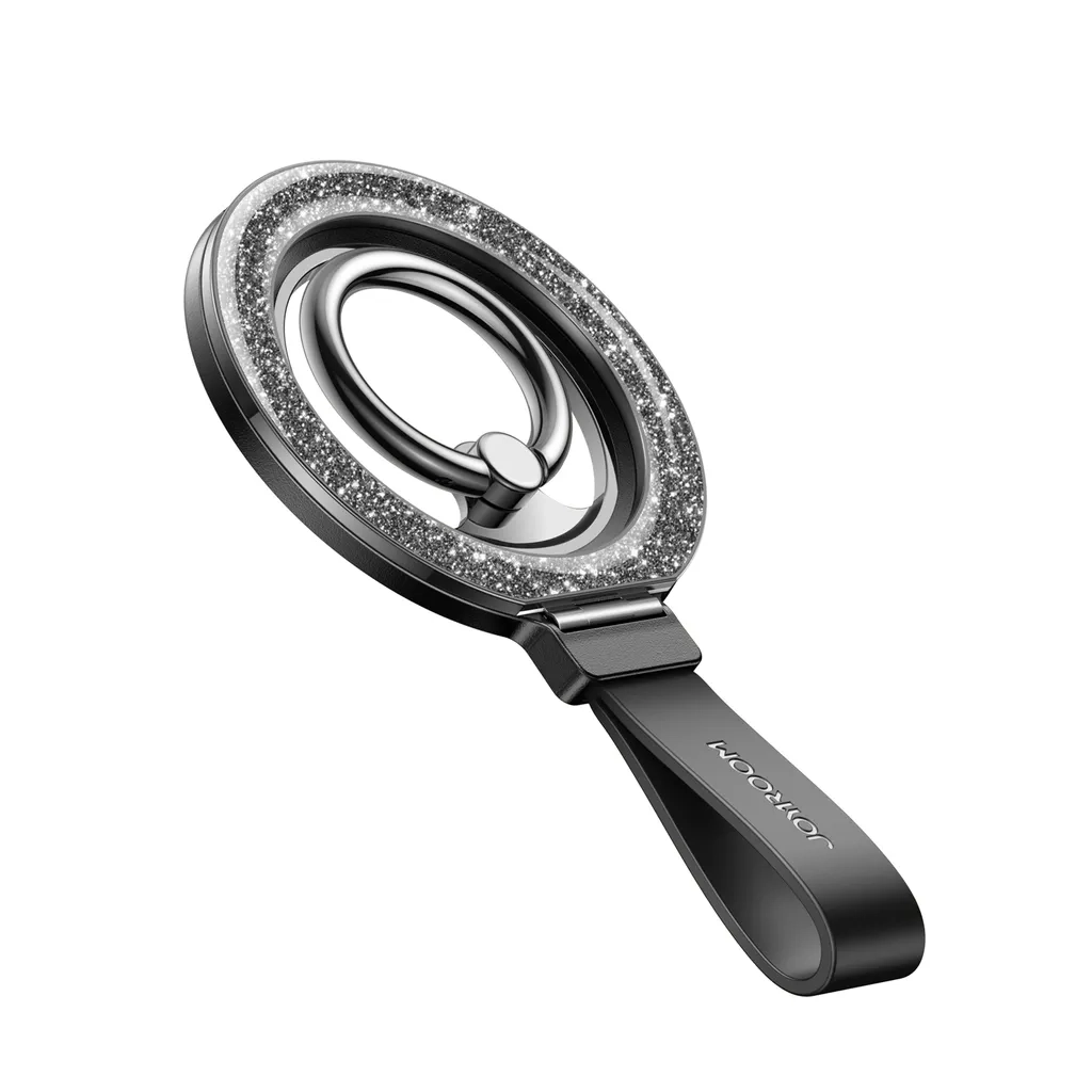Magnetische MagSafe Finger Griff Ring Halterung 360 Grad Glitzer Design (JR-ZS425-B) - Schwarz