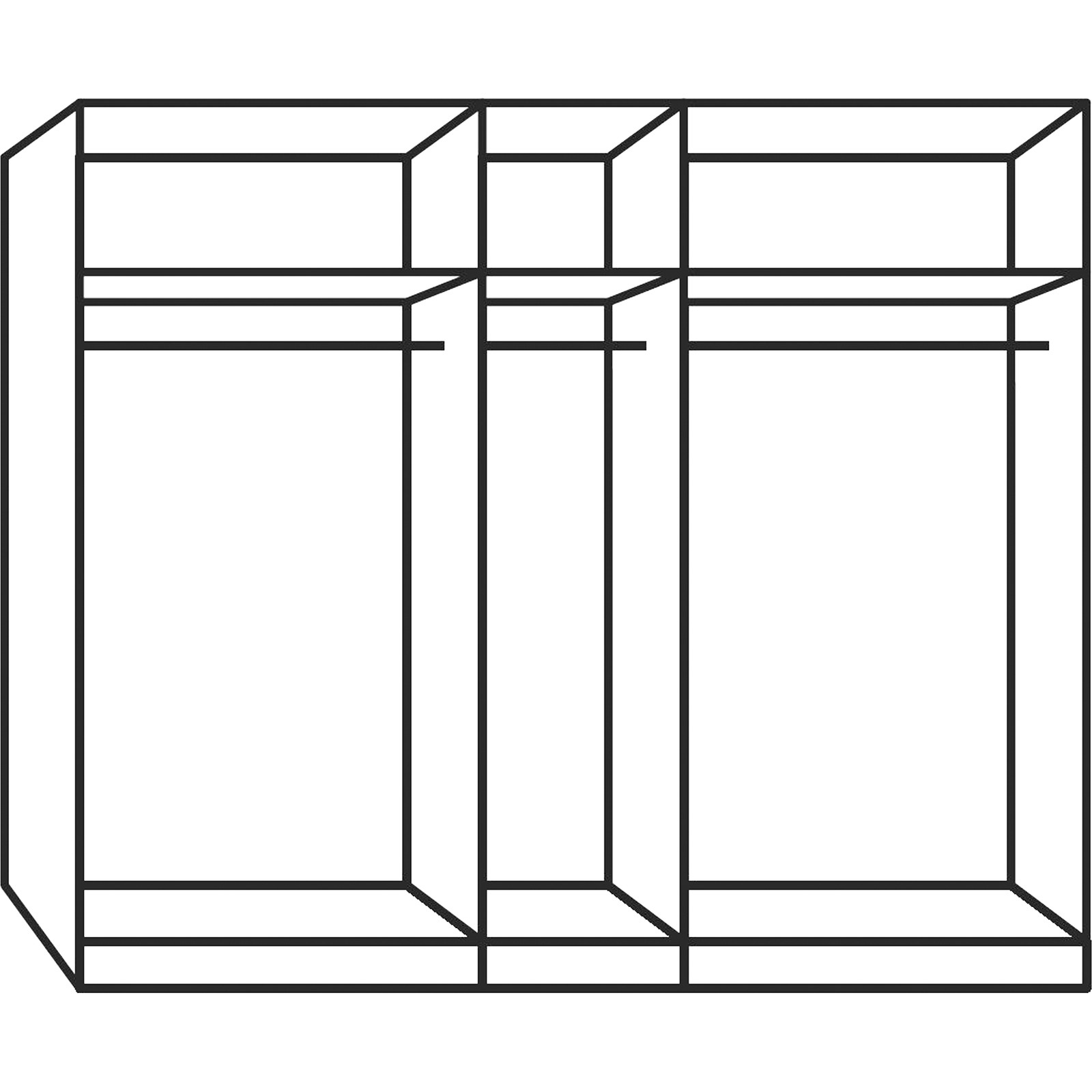 Schrank Schweizer 108 weiss, mit Spiegel 253 x 215 x 59 cm, 253 cm