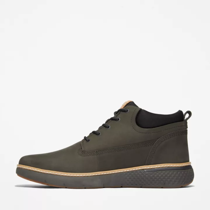 Bota Chukka de couro Cross Mark para homem na cor verde-escura