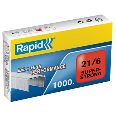 Rapid - Boîte de 1000 Agrafes Super Strong 21/6 - jusqu'à 30 feuilles