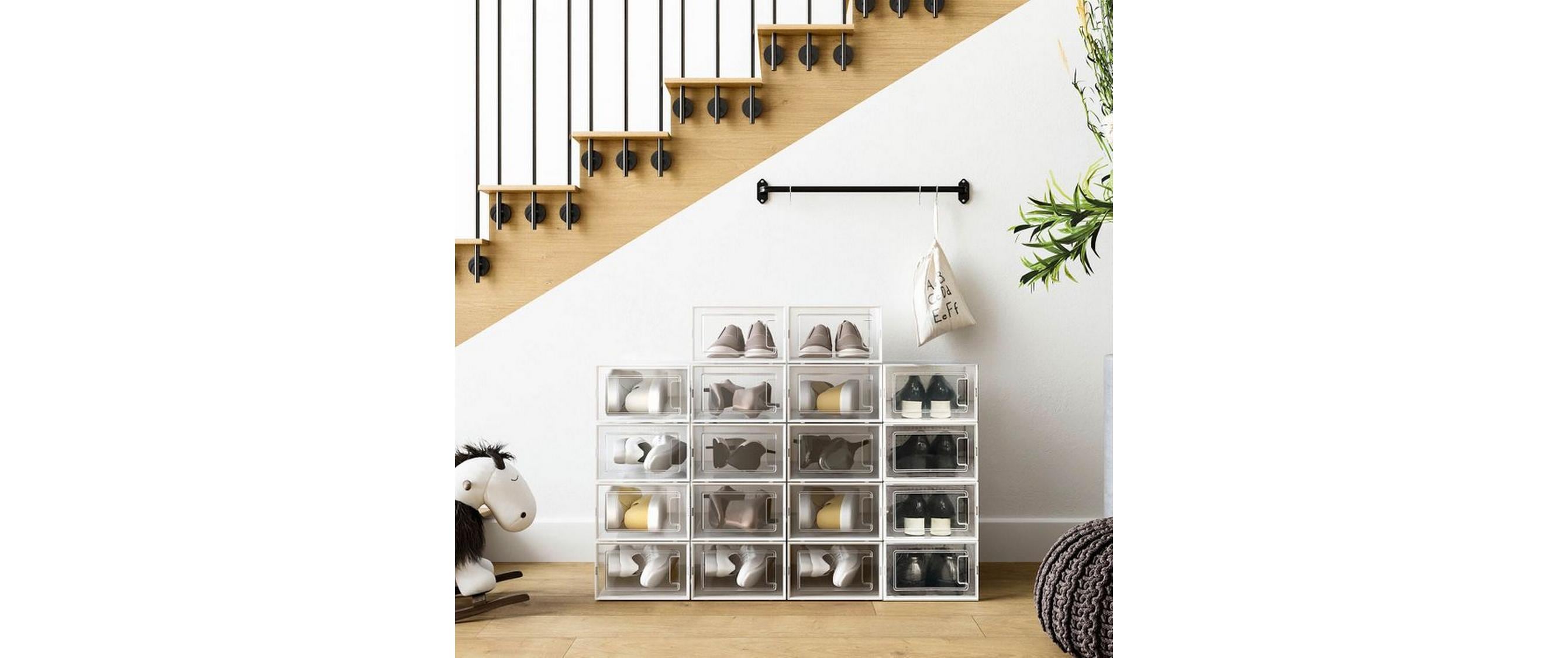 Schuhschrank stapelbar 18-er Set, TransparentSchuhboxen