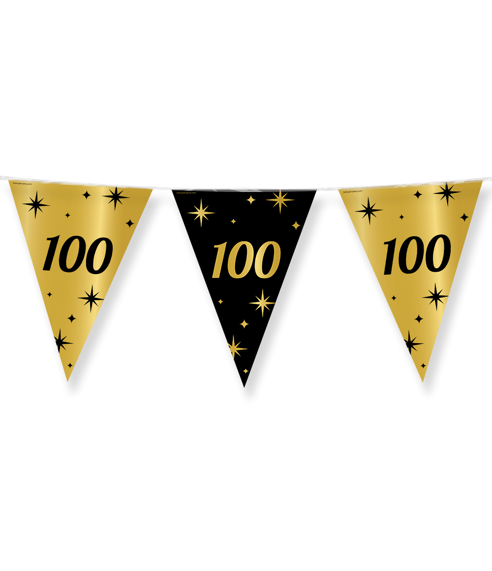 Vlaggenlijn 100 Jaar Goud Zwart 10m