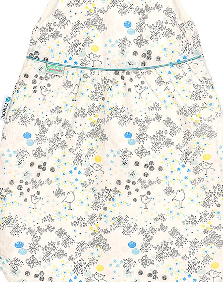 Schlafsack BABYNEST® KLIMASOFT COLD – FLOWER BIRDS in creme/blau