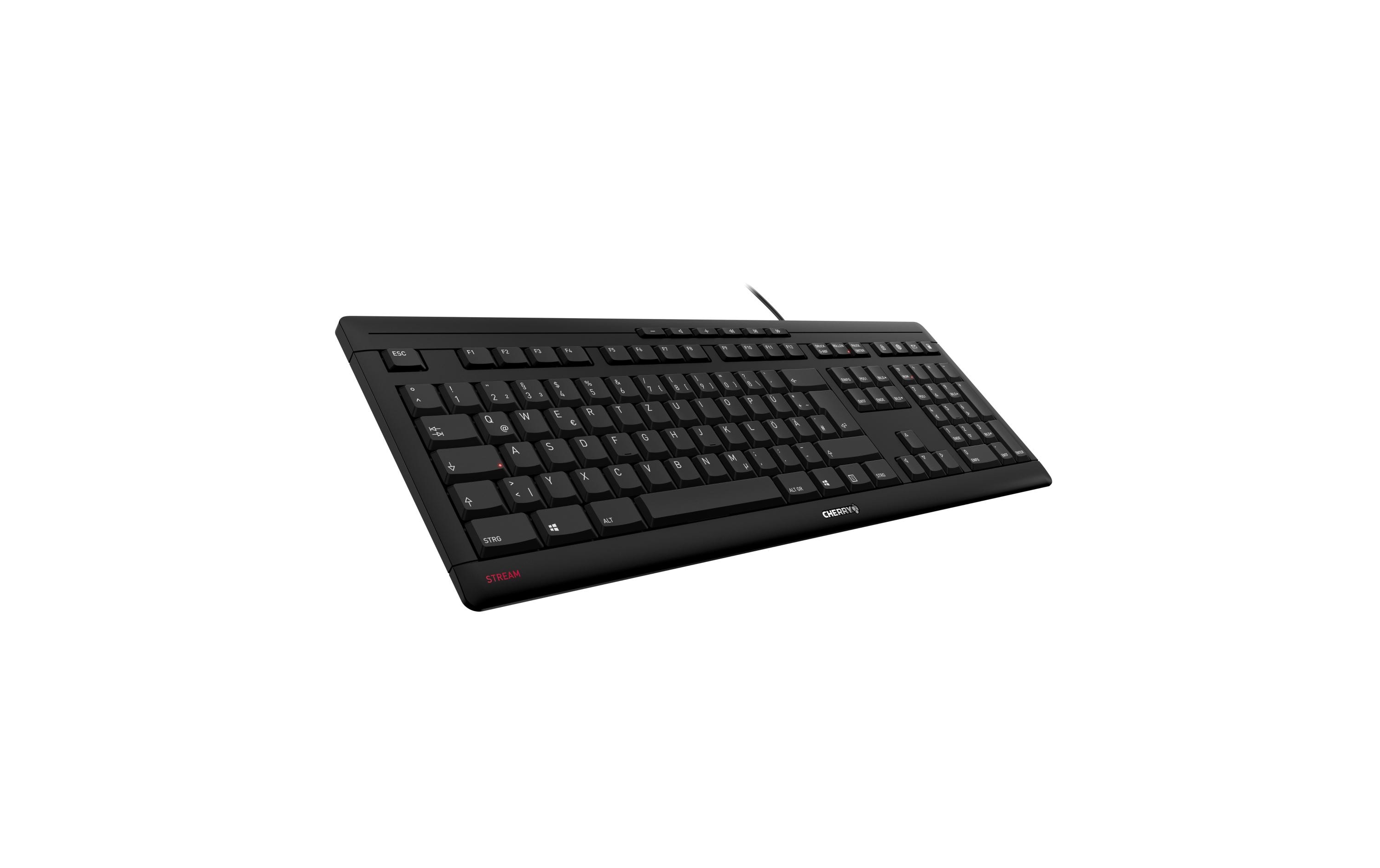 Tastatur Stream DE-Layout SchwarzSchlanke Tastatur mit flüsterleisem Tastenanschlag