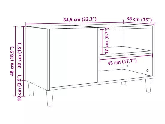 Armoire à disques chêne artisanal 84,5x38x48 cm bois ingénierie