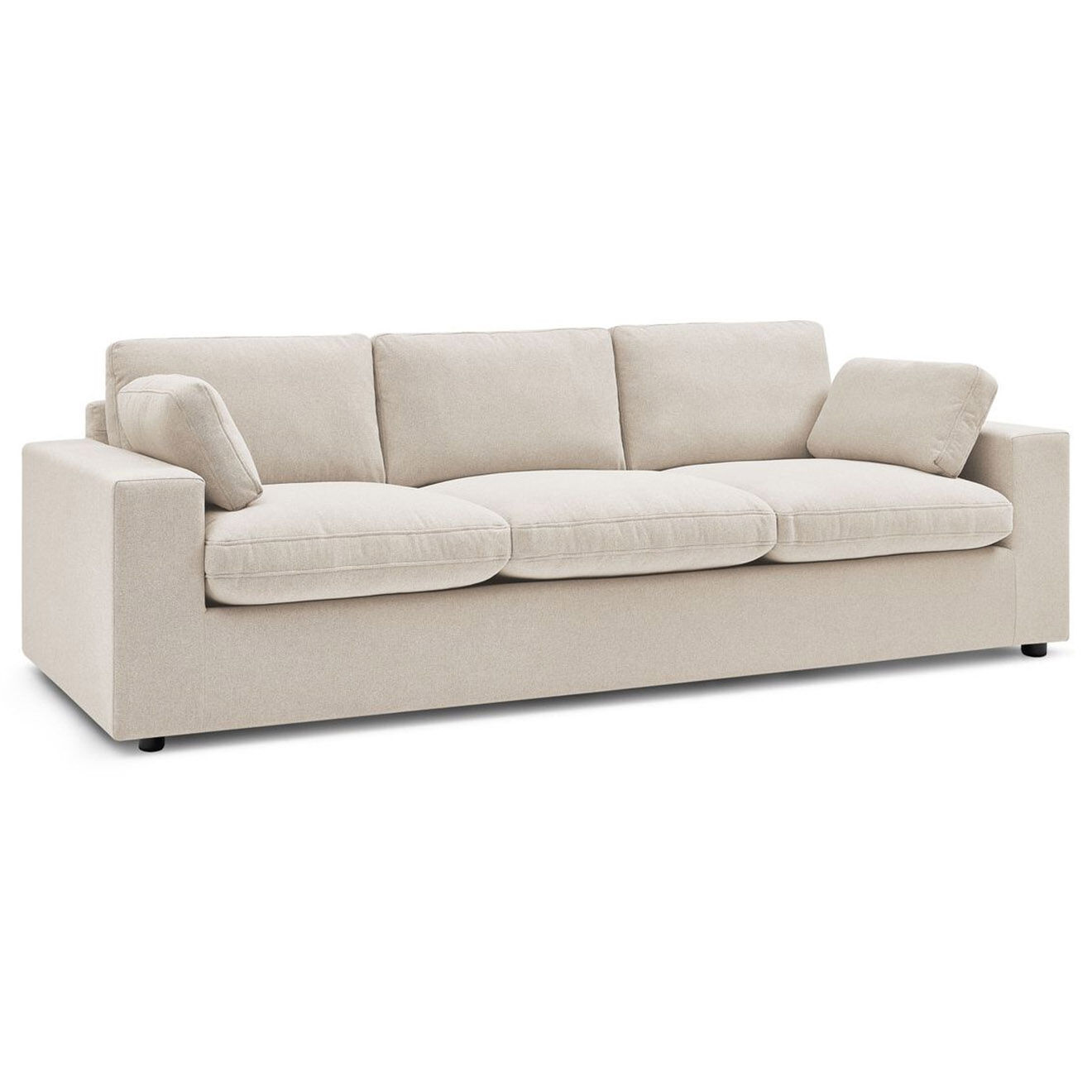 Bobochic Canapé droit fixe 3 places belair beige - 250x93x80 cm