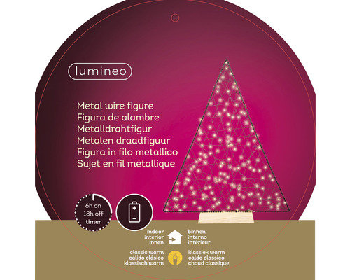 LED-metalen draadboomfiguur, 150 LED's, warm wit licht